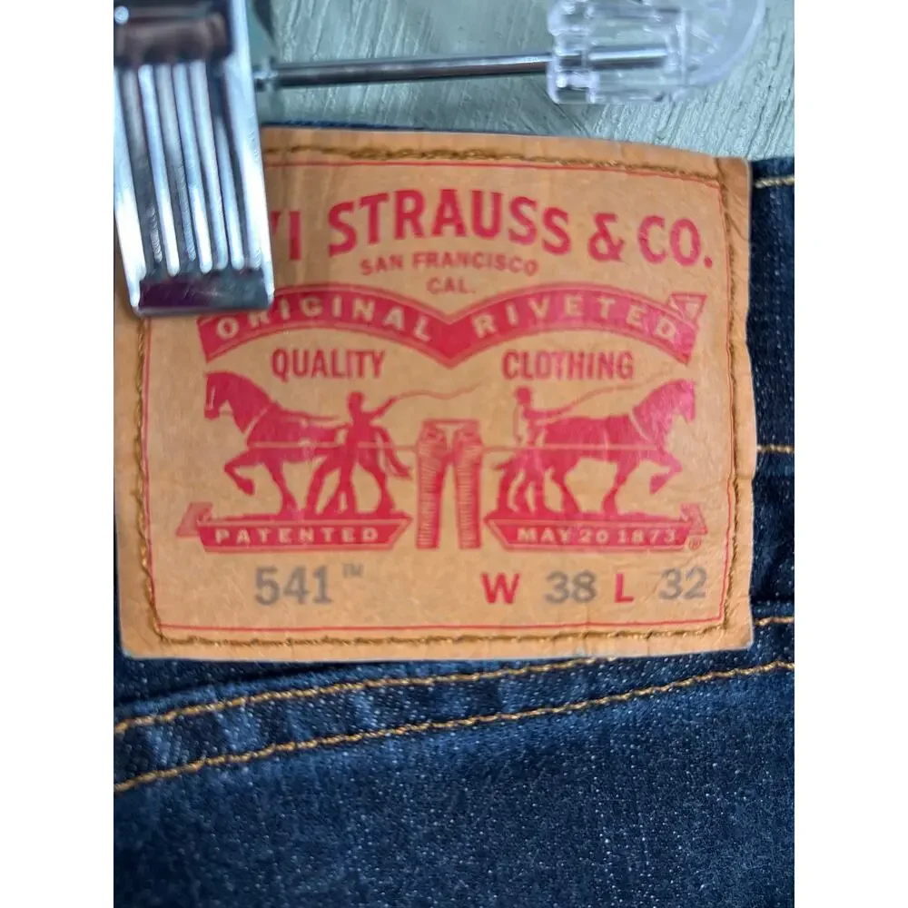 Levi's Strauss 541 Pants Denim Jeans Men's Size 38x32‎ Blue Dark Wash Mid Rise